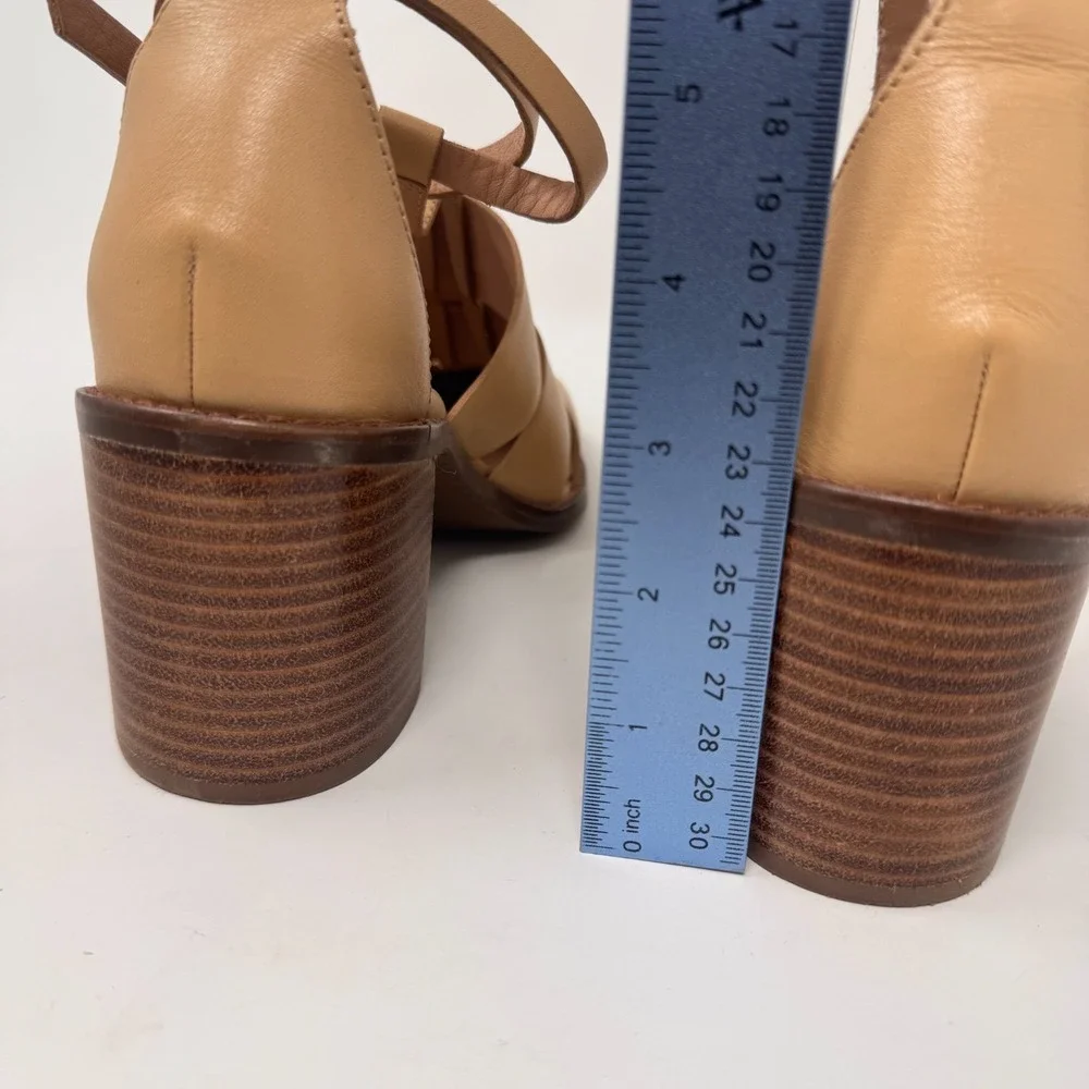 Seychelles Sandals Womens 6 Tan Leather Strappy Block Heel Ankle Strap Neutral - Picture 4 of 8